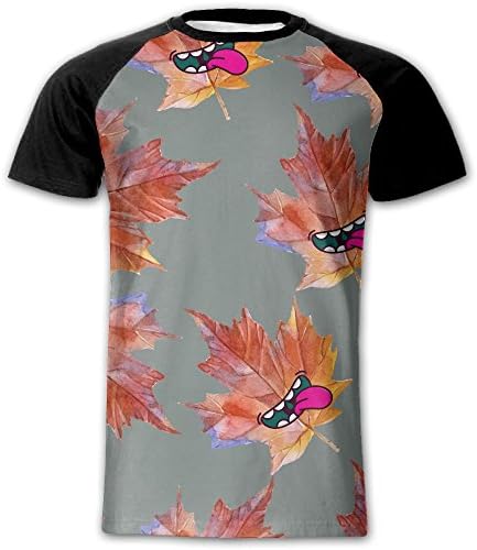 Abstract Weed Leaf Mens Novelty Raglan Short Sleeve Baseball T-Shirt