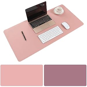 Large Desk Pad Mouse Pad, 35.4x15.75 Inches Non-Slip PU Leather Desk Mouse Mat Waterproof Desk Pad Protector Gaming Writing Mat for Office Home Desks (Pink+Purple)
