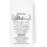 THDSE Farmhouse Sister Birthday Gifts, for Sister, Speicial Sister's Recipe for Love Kitchen Towels, Housewarming Dish Towels Hand Towels, 16x24 Inch