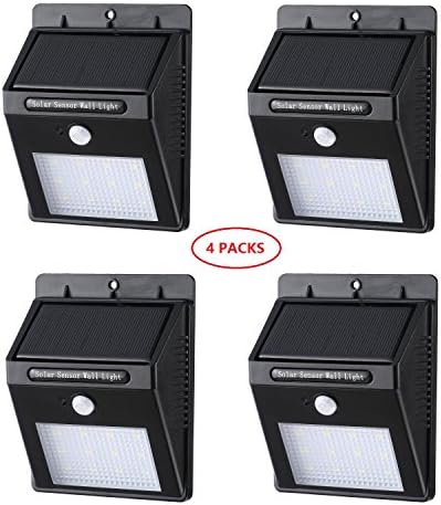 Solar Lights 12 LED Wireless Waterproof Motion Sensor Outdoor Light for Patio, Deck, Yard, Garden with Motion Activated Auto On/Off (4 Packs)