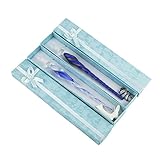 Glass Dip Pen,ArtCastle Handmade Glass Signature Pen Vintage Elegant Design, Gift Package, 2 Set