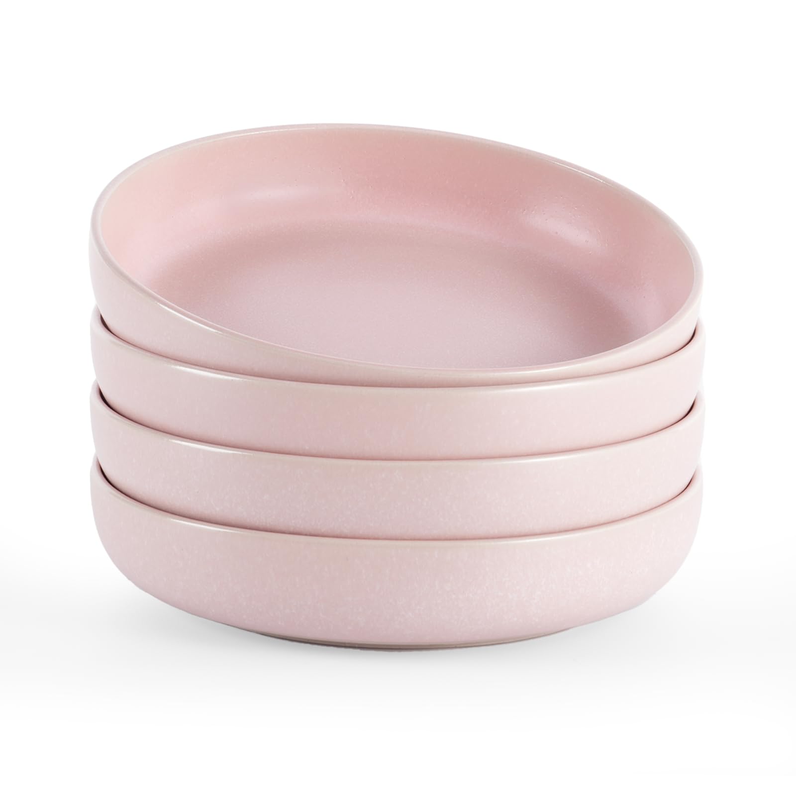 Photo 1 of famiware Milkyway Pasta Bowls Set of 4, 8.5" Large Salad Bowls, Double Reactive Glaze, Sturdy & Stackable, Ideal for Housewarming, Festivals, Light Pink