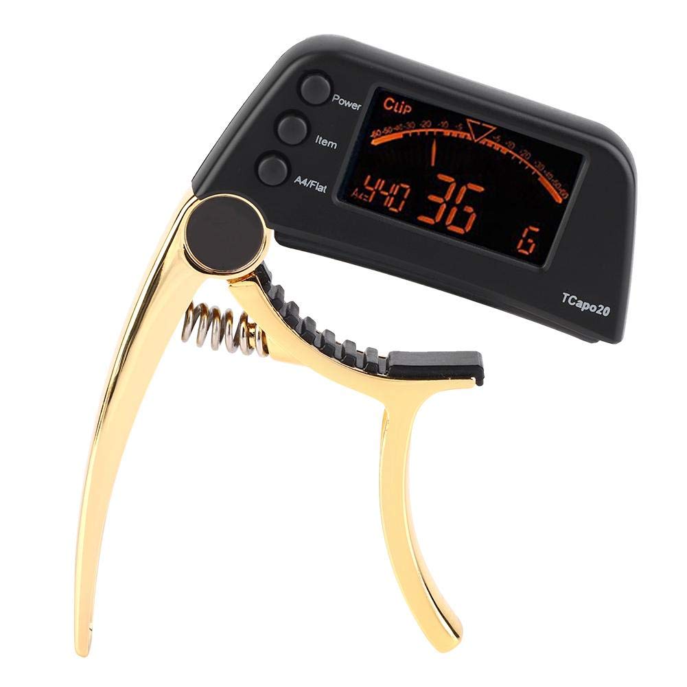 Alomejor Electric Guitar Tuner Set with Quick-Release & Premium Picks for Bass and Electric Guitars (Golden)
