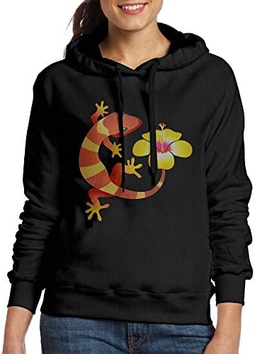 Gecko Lizard Hibiscus Flowers Women Fall/Winter Vintage Durable Fashion Warm Cotton Hoodie