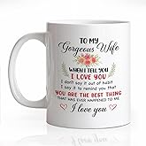 LAGZDFC To My Gorgeous Wife Ceramic Coffee Mug for Women, Anniversary Birthday Romantic Gifts for Her Women Wife, Funny 11oz Christmas Day Gifts From Husband, Forever Love Valentine's Day Present