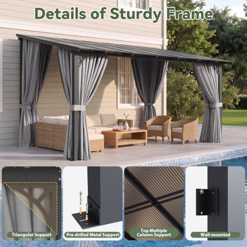 Aoxun 12x10FT Wall-Mounted Pergola Review: Lean-To Gazebo with Curtains & Netting image 17