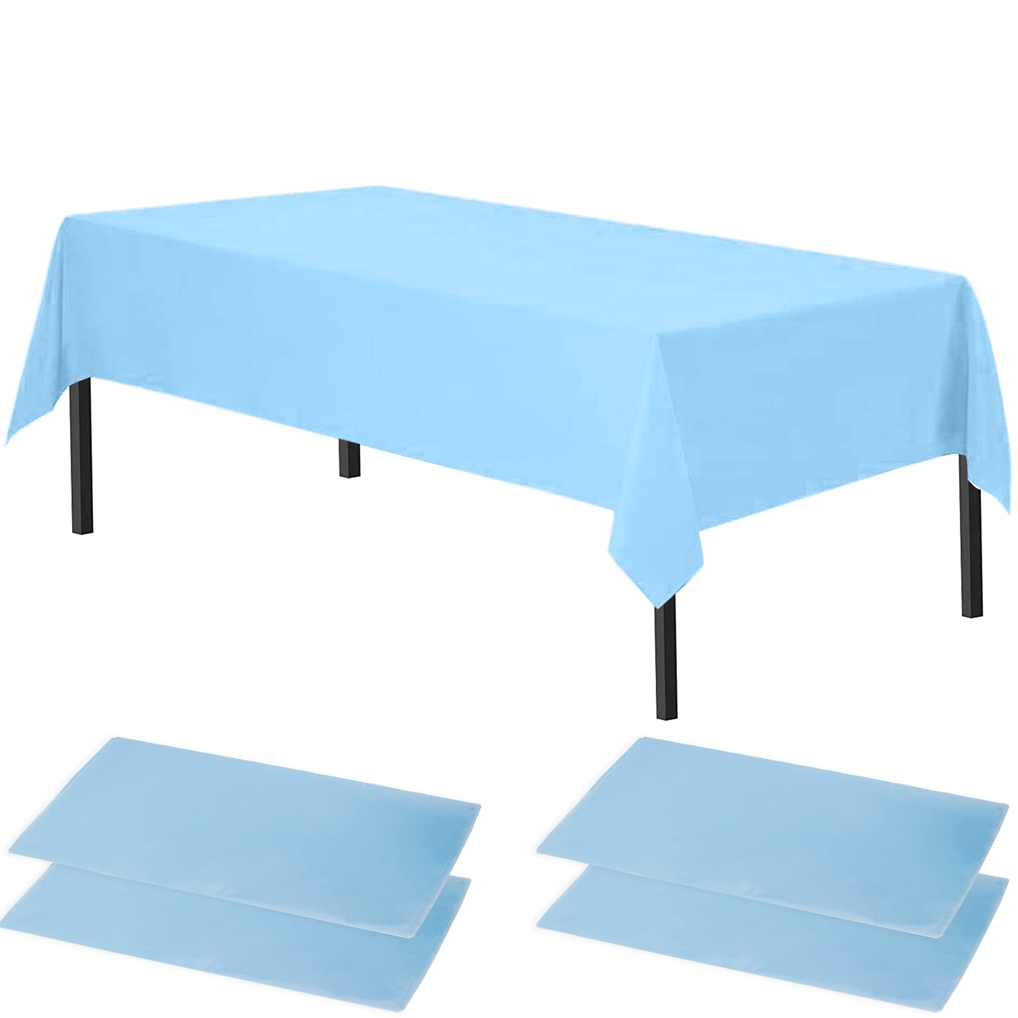 Time to Sparkle 2 Pack Plastic Tablecloths 54" x 108" Plastic Dining Table Cloth Premium Rectangle Table Cover for Parties Wedding Banquet etc Indoor Or Outdoor Baby Blue