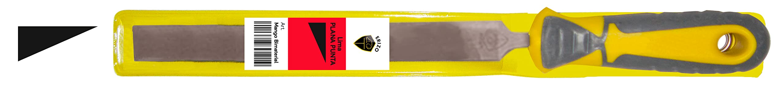 Erizo LFBPPUE10 10" interfine tip Flat Mechanic File with bi-Material Handle and Plastic Sleeve