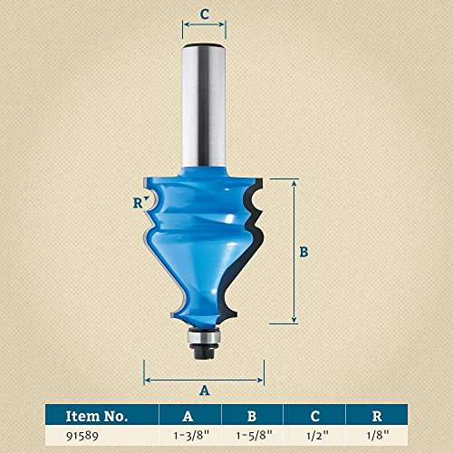 Specialty Molding Router Bit 13/8'' Diameter X 15/8'' High X 1/2
