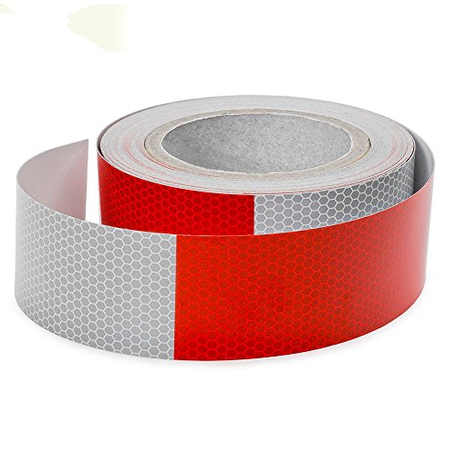 Wesy Micro Prismatic Sheeting Reflective Tape,2" x 27.3 yd,Car Truck Trailer RV Camper Boat Semi,Safety Warning Conspicuity Tape (Red White)