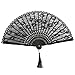 OULII Hand Fan Paper Fans Wedding Fans for Party Favor Fancy Dress (Black)
