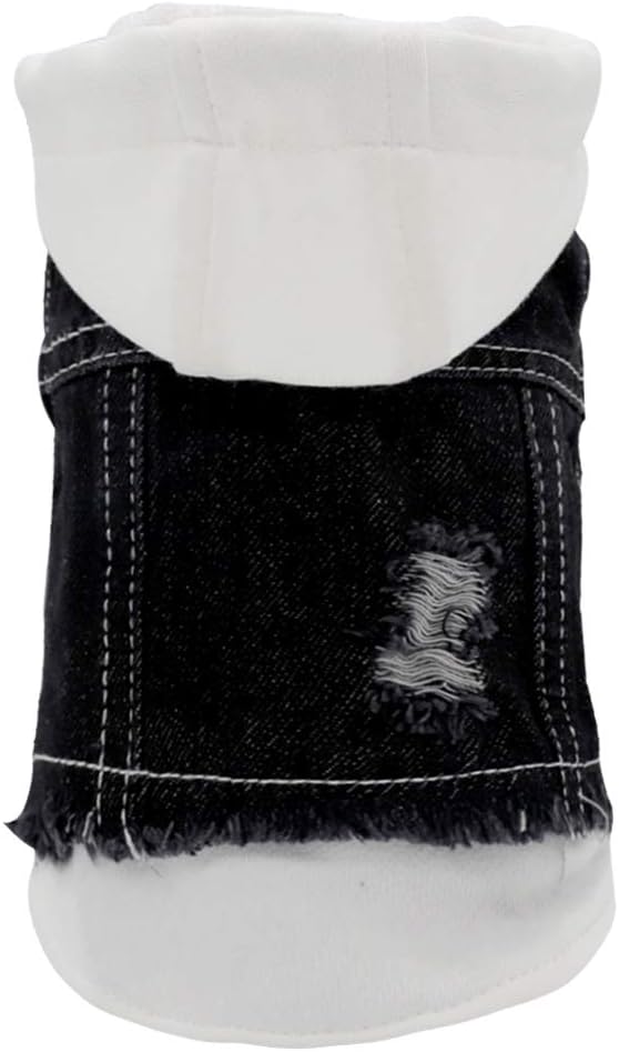 SILD Pet Clothes Dog Jeans Jacket Puppy Cat Clothes Dog Hoodies Cool Coat Dog Clothes for Small Medium Dogs (Black-White M)