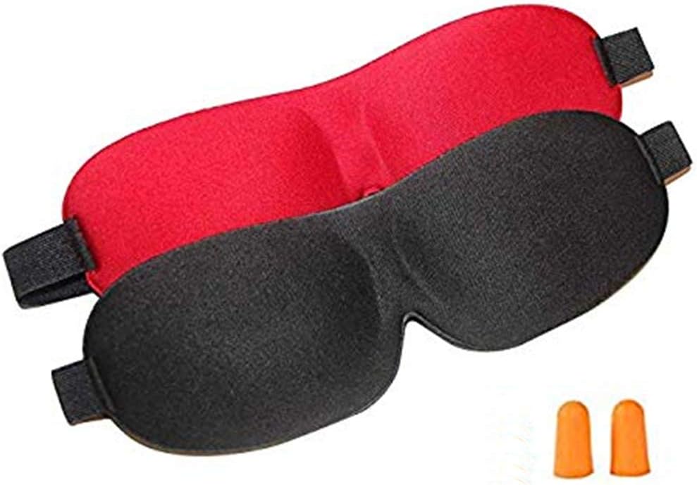 Eye mask for Sleeping 2 Packs Sleep Mask and Free Ear Plugs,Eye Mask for Sleeping,Zero-Pressure 3D Contoured with Adjustable Strap, Lightweight for Men Women