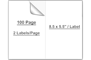 AXIDOU 8.5 x 5.5 Inch Half Sheet Shipping Labels for Laser and Inkjet Printers, 200 Labels/100 Page (2 Labels/Page), Permanent Self Adhesive Mailing Labels for Printer