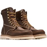 SUREWAY Men's 8 Inch Moc Toe Work Boots | Full Grain Leather,Goodyearwelt,Comfort Insole,EH Protection,Oil and slip-resistant Wedge Sole