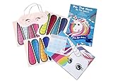 Pin the Horn on the Unicorn Party Favor Game ! Perfect Unicorn Gift for Girls Theme Birthday -Amazing Party Supplies for Kids Include 1 Large Unicorn Poster, 1 Eyeshade, 12 Reusable Stickers and more