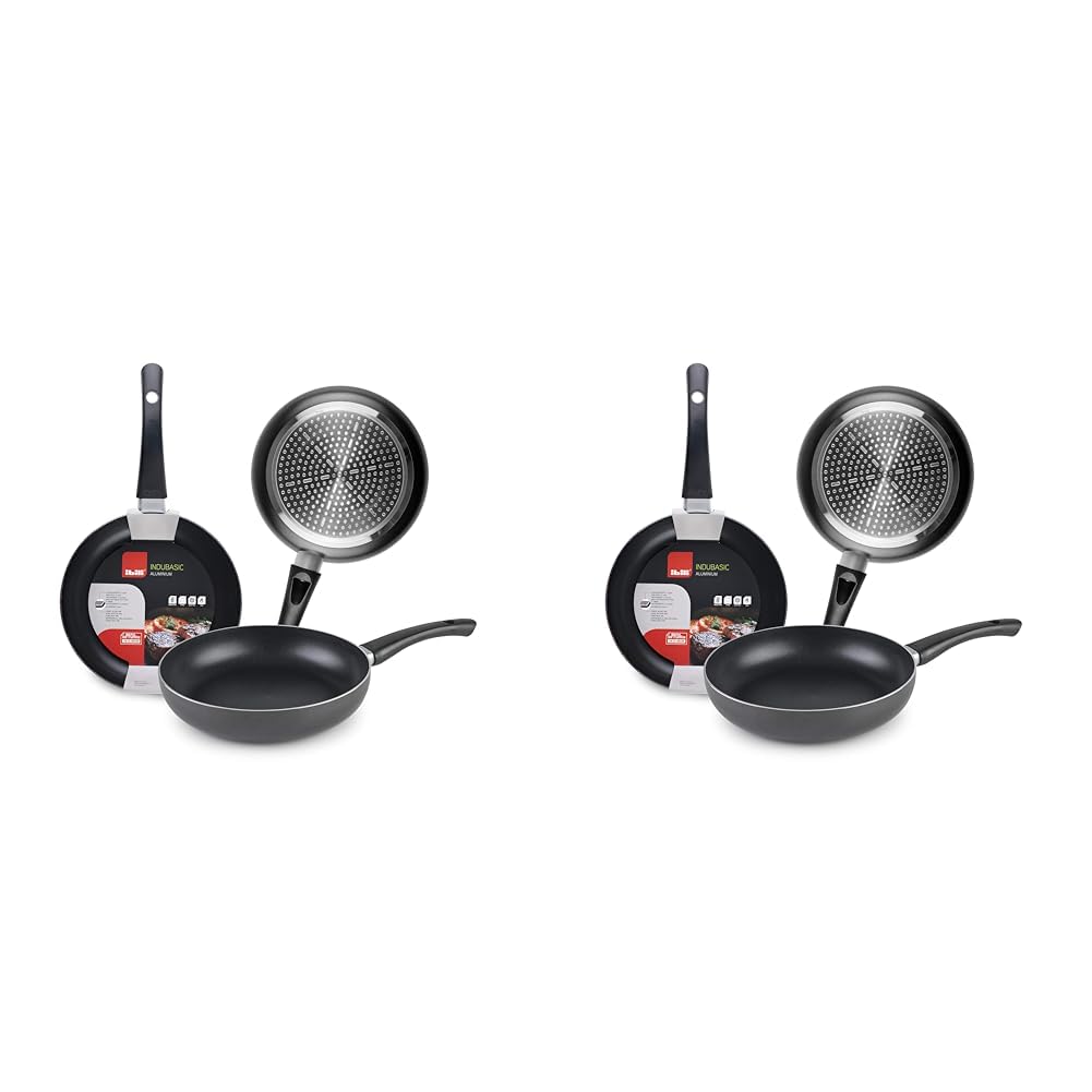 IBILI Indubasic Frying Pan, Aluminium, Black, 16 x 16 x 6 cm (Pack of 2)