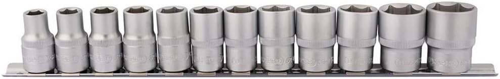 Draper 1/2 in Square Drive Metric Socket Set 12 Pc on Metal Rail