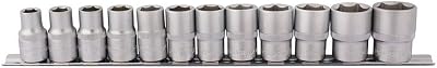 Draper 1/2 in Square Drive Metric Socket Set 12 Pc on Metal Rail