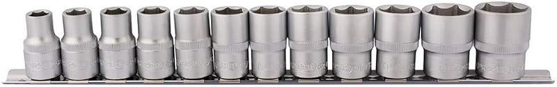 Draper 1/2 in Square Drive Metric Socket Set 12 Pc on Metal Rail