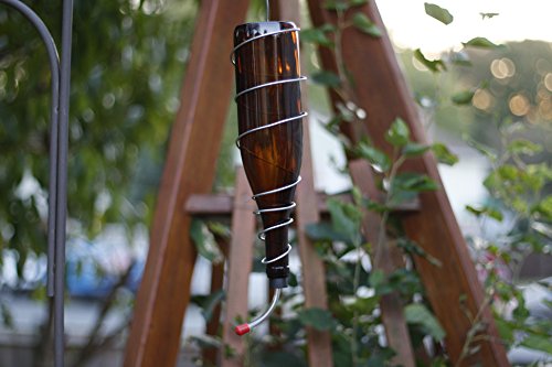 Amber and Silver Wine Bottle Hummingbird Feeder - Bird Feeder - Gift for Women - Spring Decor - Gift for Mom - Housewarming - Backyard Decor