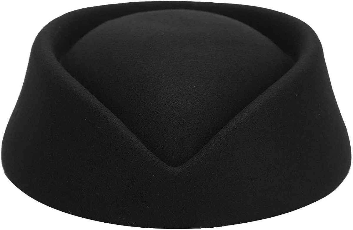 inlzdz Stewardess Hut Wollfilz Pillbox M/&uuml;tzen Damen Flugbegleiterin Cosplay Kost/&uuml;m Elegant Stewardess Cap Baskenm/&uuml;tze Party Base Kappe