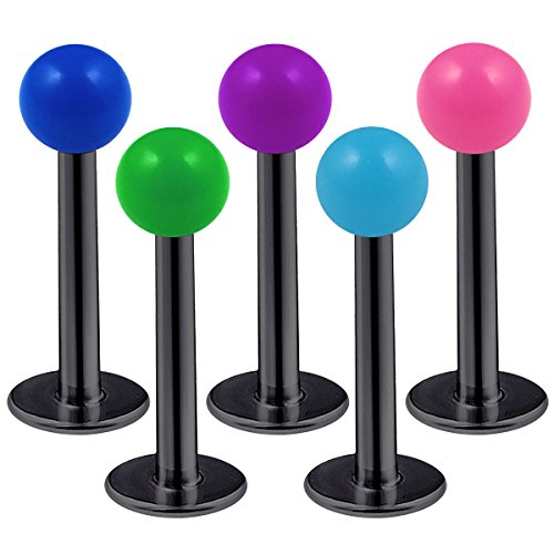 5pcs 16g black anodized tragus lip earring helix ball studs stud …