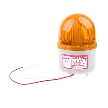12V Strobo Warning Light Signal Beacon Yellow with Audible Alarming, of Single stroboscopic Light Mode