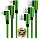 Boost Chargers 3-Pack 6FT Charging Cable Nylon Braided 90 Degree Fast Charging USB Power Charge & Sync Cord Compatible with iPhone XR XS MAX X iPhone 8 8Plus 7 Plus 6S 6S Plus 6 5 SE- Kelly Green