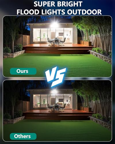 200W 2PCS 20000LM Powerful Outdoor LED Spotlight 6500K Cool White IP67 Waterproof Security Lighting for Garden, Patio, Garage, Terrace, Warehouse