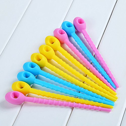 Zeroyoyo Food Grade Silicone Bag Ties Cable Management Zip Tie Twist Multi-use Bag Clip Bread Tie Food Saver 10pCS