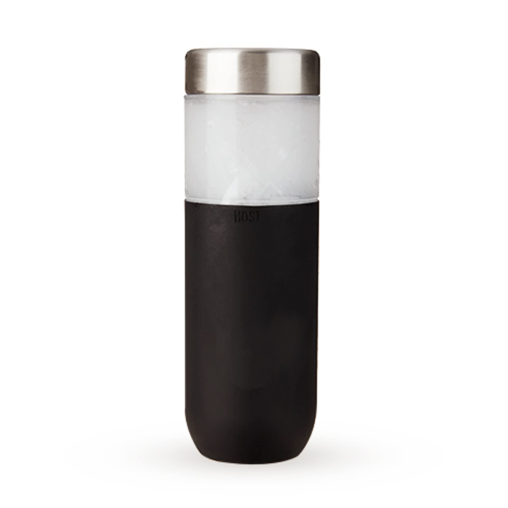 Host Freeze Double Walled Insulated Water Bottle Freezer Tumbler with Active Cooling Gel Stainless Steel Lid and Silicone Grip, Set of 1-20 oz (590ml) Plastic Bottle, Black