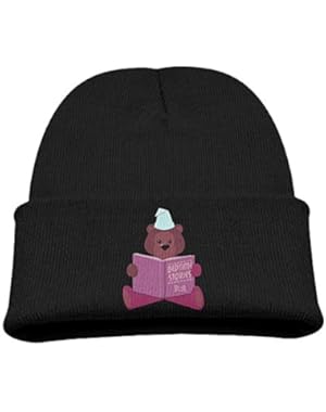 Bear Reading Funny Cartoon Boys Warm Hat Lovely Cotton Cap Beanies