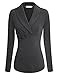 Ninedaily Womens Business Tops Lapel V Neck Slimming Long Sleeve Office Blouse Gray