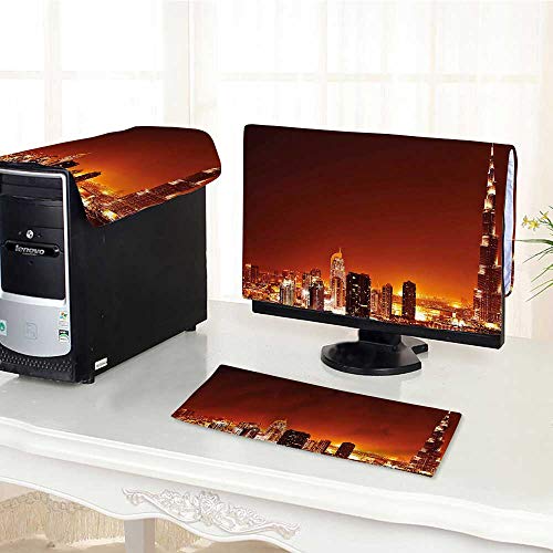 Jiahonghome Flat Screen Protector 3 Pieces Arabic Dubai Downtown with Skyscrapers Middle East City Anti-Static Vinyl /20"