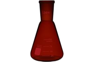 stonylab Amber Erlenmeyer Flask with 24/40 Standard Taper Outer Joint, Borosilicate Glass Heavy Wall Flask in 100 ml Capacity, Ideal for Mixing, Heating, and Lab Experiments