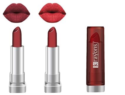 KRAYONS SHEER MATTE LIPSTICK HOT AND BOLD SOFT CREAMY MATTE LIPSTICK, PERFECT GIFT FOR HER, BRICK TONE, SIGNAL RED (PACK OF 2)