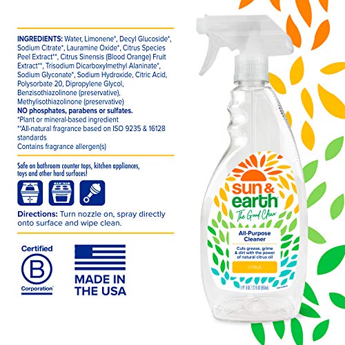 Sun & Earth All Purpose Cleaner, Light Citrus, Pack of 6, 132.0 Fl Oz