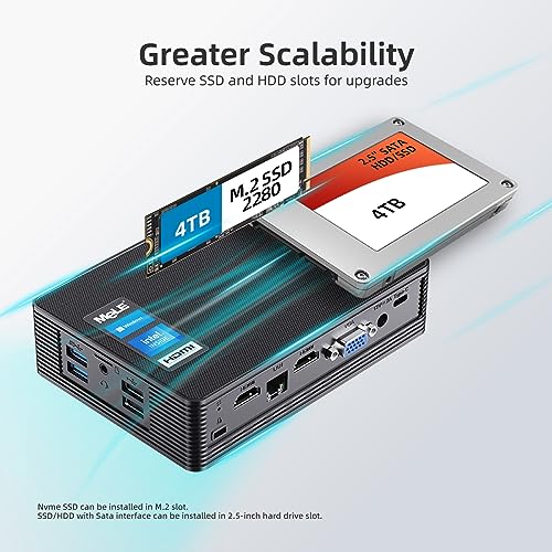MeLE Fanless Mini PC QuieterHD3 Celeron N5105 16GB 512GB Windows 11 Pro Micro Computer Small Desktop Servers with Gigabit Ethernet WiFi 6 PXE Dual HDMI 4K Unlock BIOS on Industrial Webcast Office