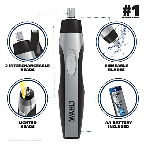 Wahl Lighted Nose, Ear, and Eyebrow Trimmer for Painless Easy to See