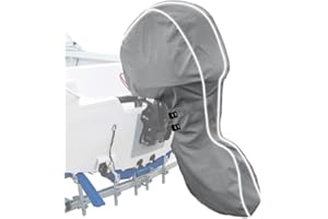 Zenicham 600D Fade and Crack Resistant Trailerable Full Outboard Motor Cover,Waterproof and UV-Proof Boat Motor Cover,Boat Engine Cover with Reflective Strips and Adjustable Strap Gray(Fits 60-90 HP)