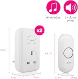 Byron Wireless Doorbell Set 2 Chimes 150 m 16 Melodies DBY-22317UK view 3
