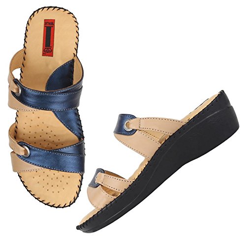 1 walk doctor sole orthotpedics leather casual footwear for women-beige::blue