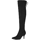 Allegra K Women's Stiletto Heels Thigh High Over the Black Knee High Boots 6 M US