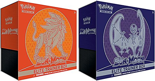 Pokemon TCG Sun & Moon Lunala (Purple) & Solgaleo (Red) ELITE TRAINERS Box Booster Set of 2