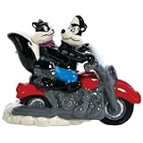 Westland Giftware Magnetic Ceramic Salt and Pepper Shaker Set, 3.75-Inch, Looney Tunes Pepe Le Pew and Penelope on Motorcycle, Set of 2
