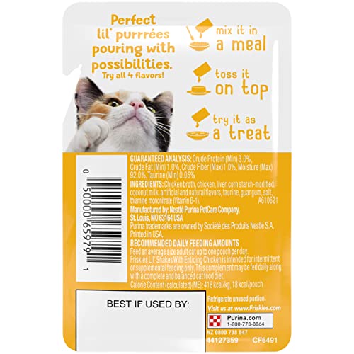 Purina Friskies Pureed Cat Food Topper, Lil’ Shakes With Enticing