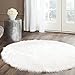 SAFAVIEH Faux Sheep Skin Collection 6' Round Ivory FSS235A Silken Glam 2.35-inch Thick Area Rug