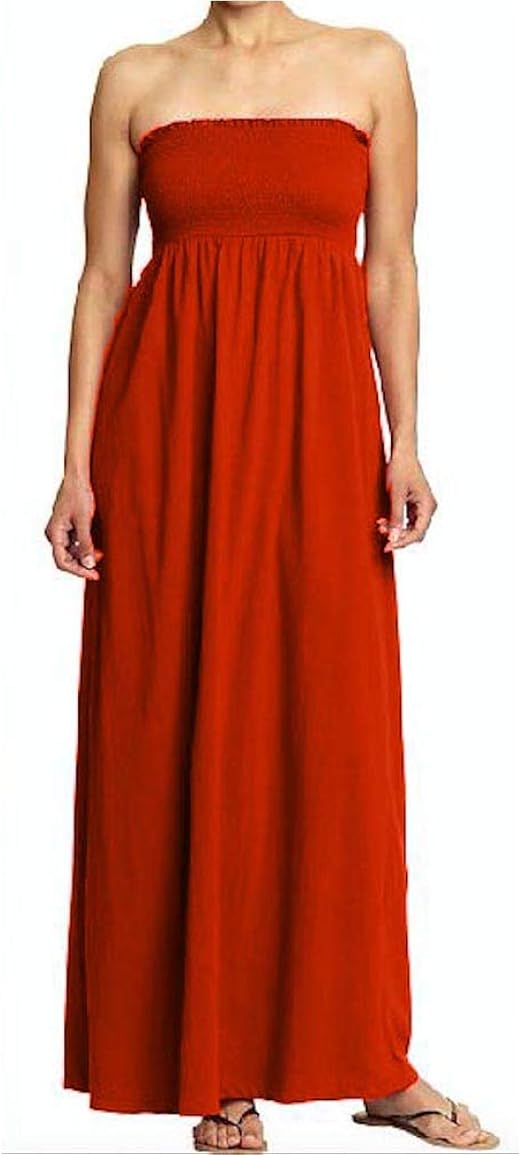 smocked tube maxi dress