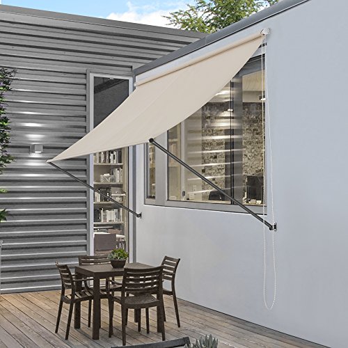 pro.tec Markise 'Malaga' 200 x 120 cm in Sandfarben Beige Witterungsbeständig Sonnenschutz Beschattung Terrasse Garten